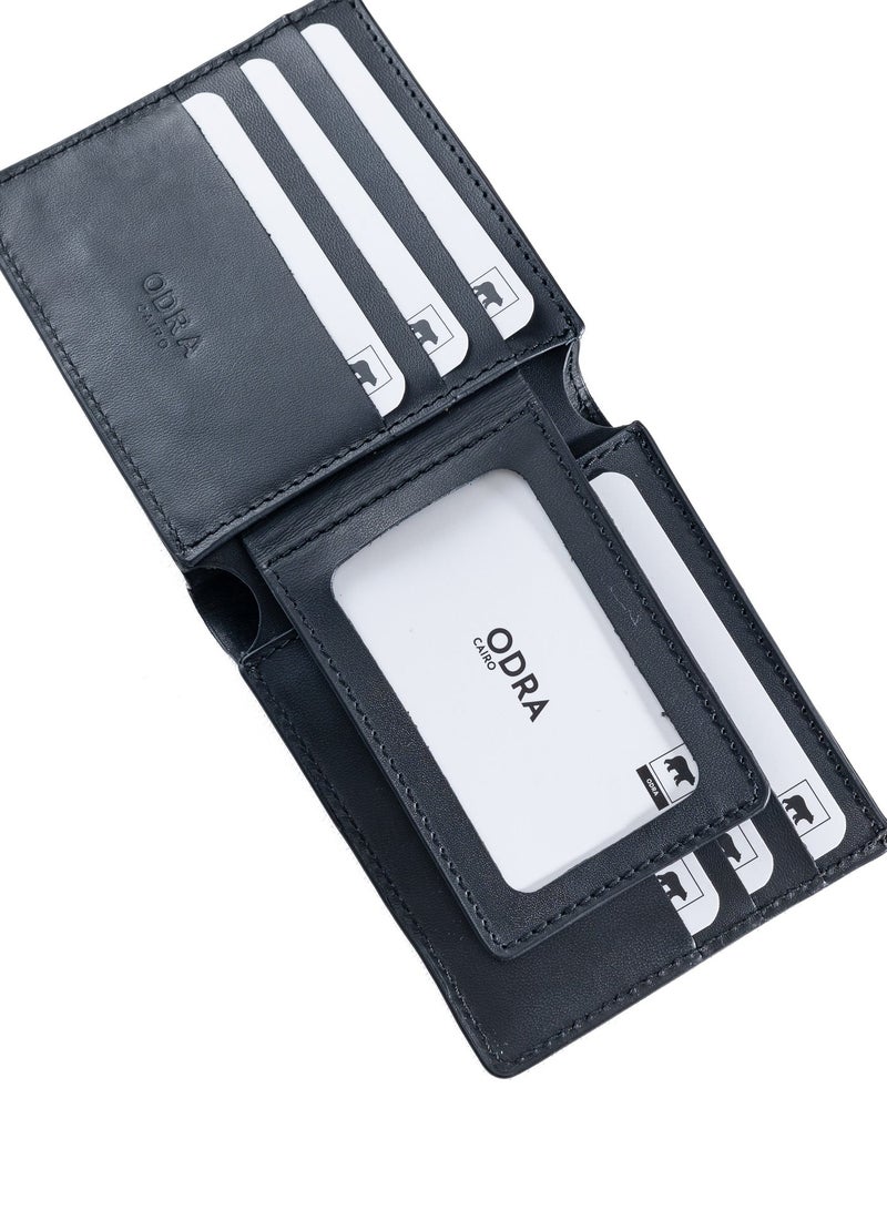 Odra Leather Odra StitchMaster Real Leather Wallet for Men – Precision Bifold Design – Black (NO990) - Image 3